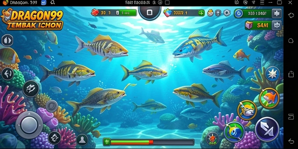Screenshot gameplay DRAGON99 yang menampilkan aksi tembak ikan seru.