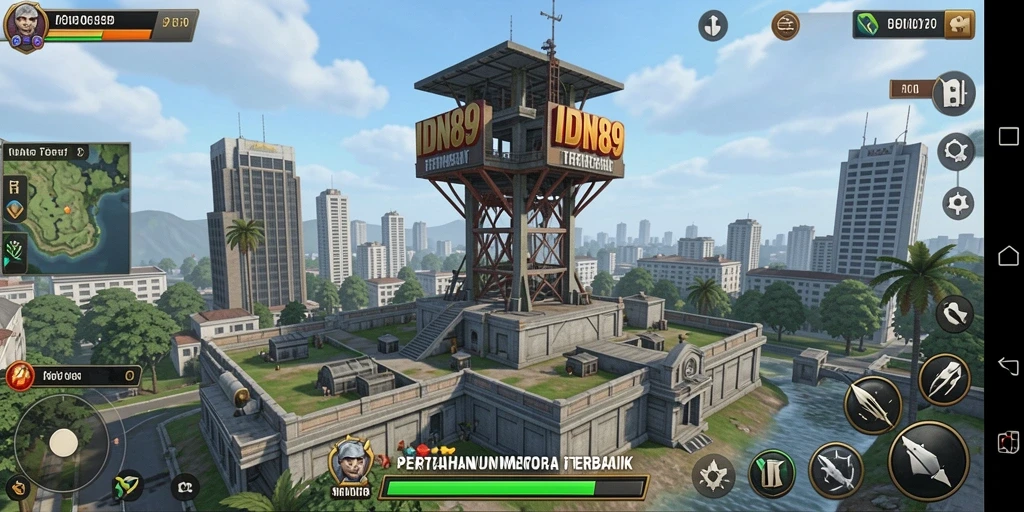 Tampilan gameplay menarik dalam IDN89 Tower Defense.