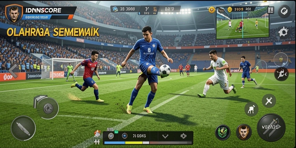 Tampilan menarik dari gameplay aplikasi olahraga IDNSCORE.