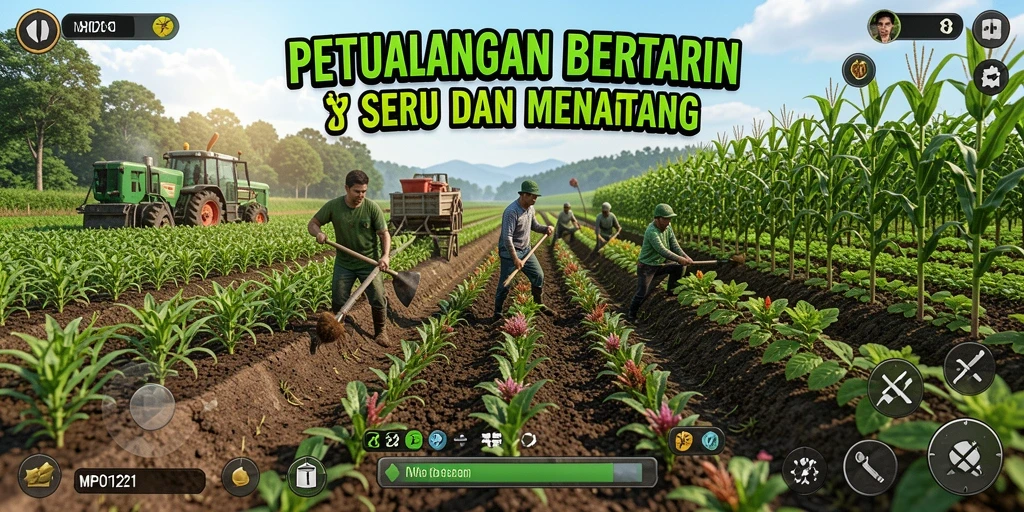 Screenshot MPO1221 menampilkan keseruan bertani di ladang virtual.