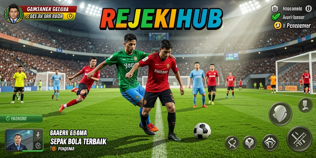 Tampilan gameplay REJEKIHUB dengan aksi sepak bola memukau.