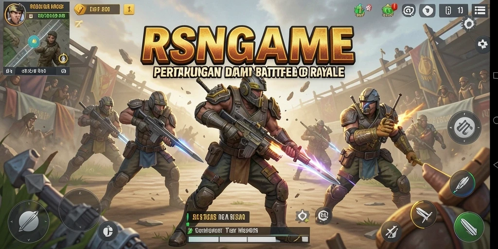 Screenshot RSNGAME menampilkan aksi menegangkan dalam pertempuran Battle Royale.