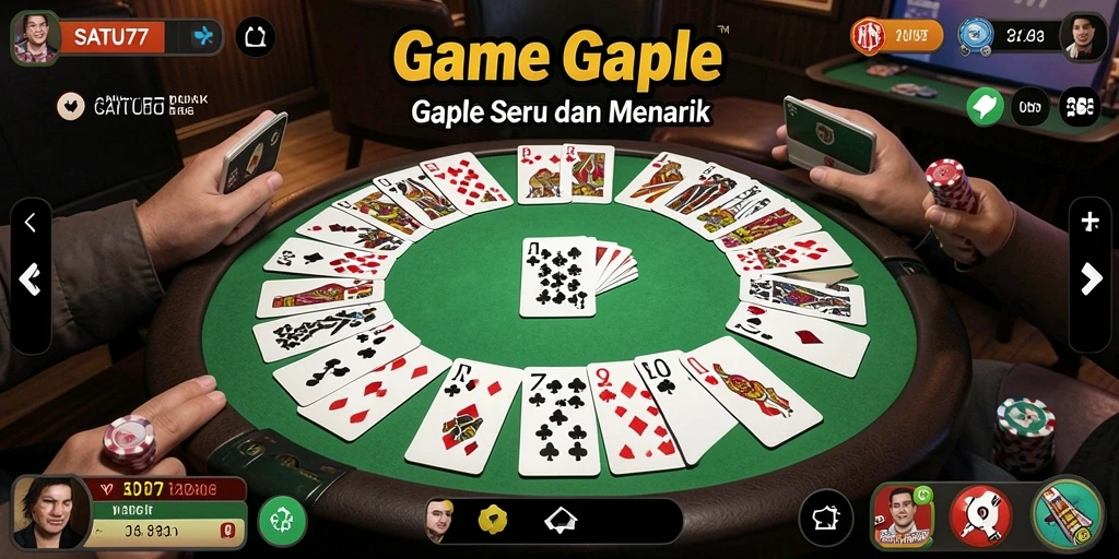Tampilan utama SATU77 menampilkan serunya permainan Gaple.