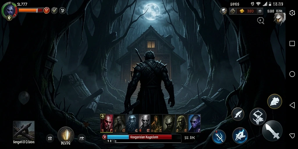 Tangkapan layar SL777 menampilkan suasana gameplay horror yang intens.