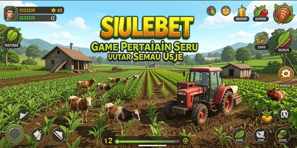 Screenshot gameplay SULEBET yang menampilkan suasana pertanian yang hidup.