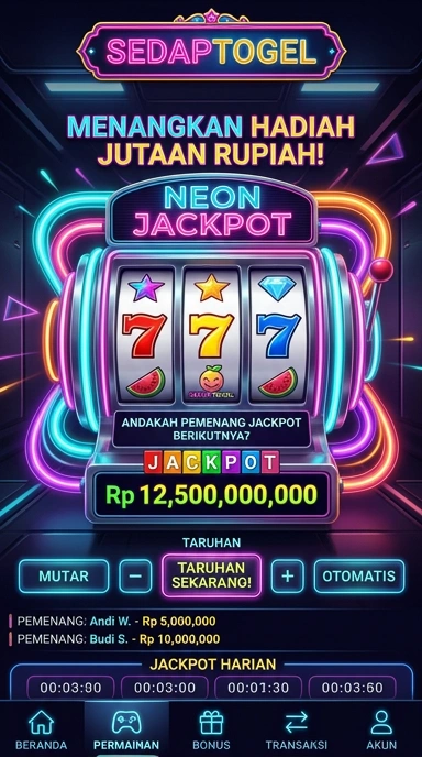 Tampilan utama aplikasi sedaptogel dengan menu navigasi yang intuitif.